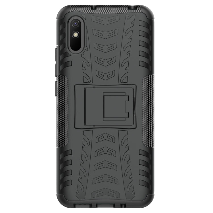 For Xiaomi Redmi 9A Tire Texture Shockproof TPU+PC Protective Case with Holder(Black) by buy2fix