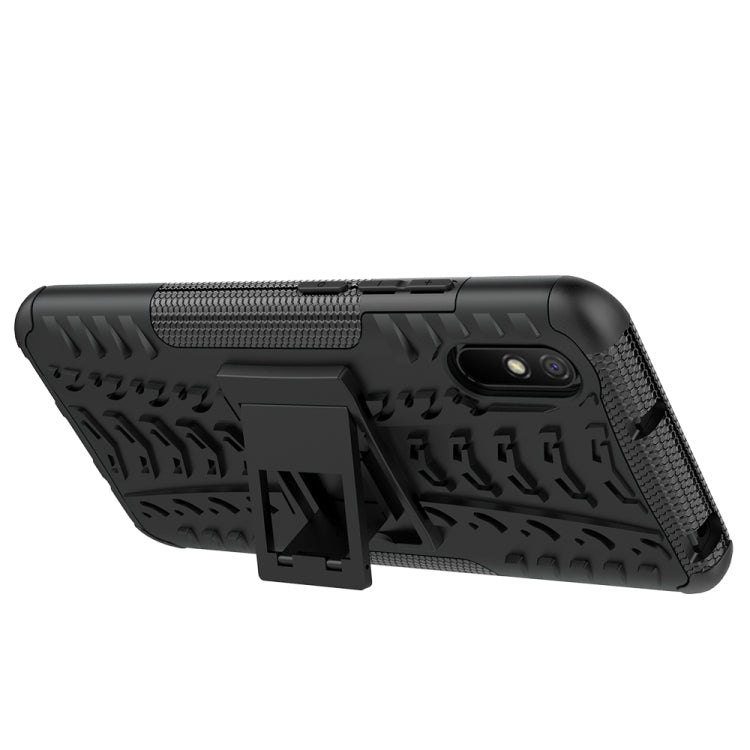 For Xiaomi Redmi 9A Tire Texture Shockproof TPU+PC Protective Case with Holder(Black) by buy2fix