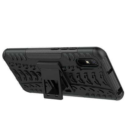 For Xiaomi Redmi 9A Tire Texture Shockproof TPU+PC Protective Case with Holder(Black) by buy2fix