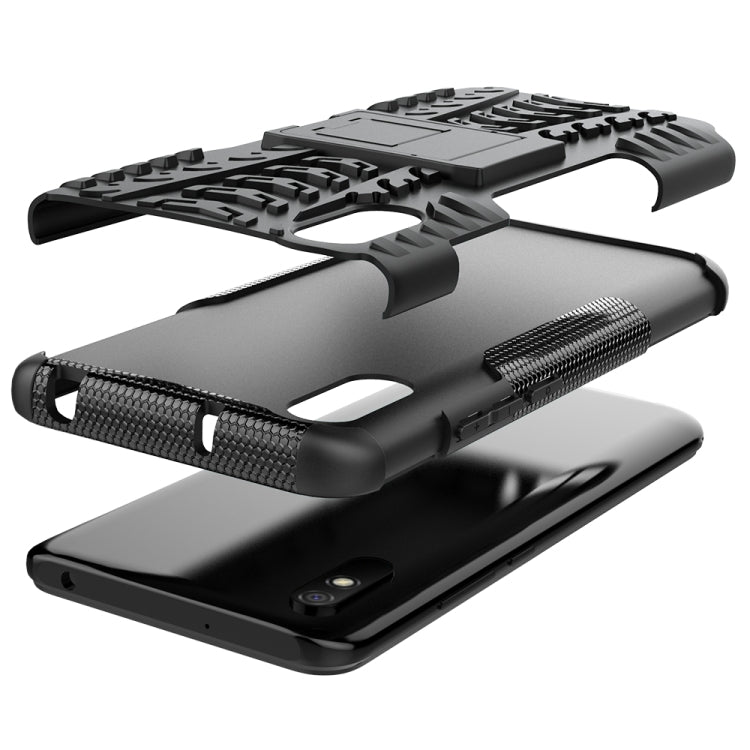 For Xiaomi Redmi 9A Tire Texture Shockproof TPU+PC Protective Case with Holder(Black) by buy2fix