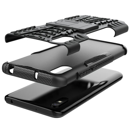 For Xiaomi Redmi 9A Tire Texture Shockproof TPU+PC Protective Case with Holder(Black) by buy2fix