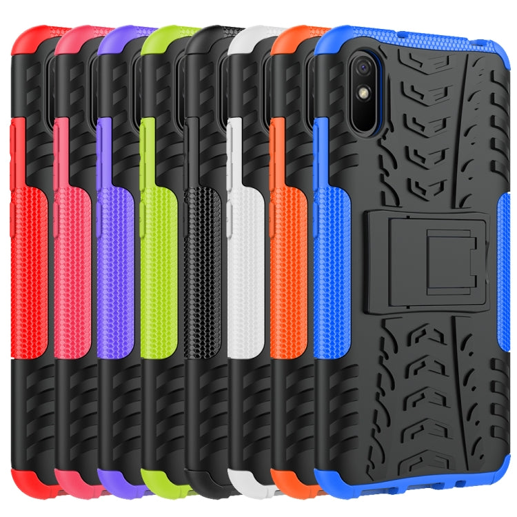 For Xiaomi Redmi 9A Tire Texture Shockproof TPU+PC Protective Case with Holder(Black) by buy2fix