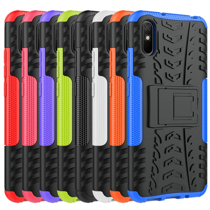 For Xiaomi Redmi 9A Tire Texture Shockproof TPU+PC Protective Case with Holder(Black) by buy2fix
