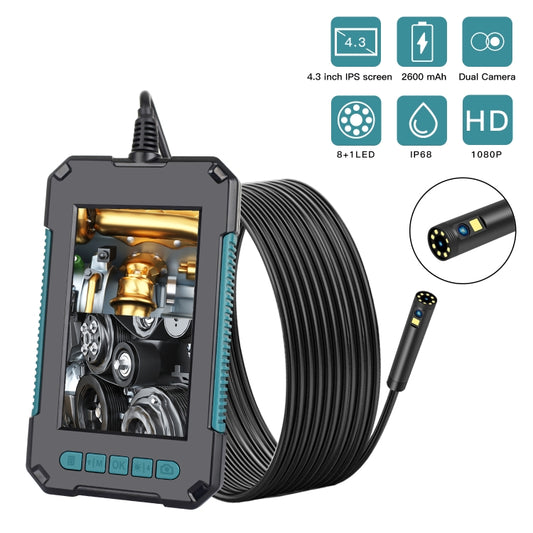 P40 8mm 1080P IP68 Waterproof 4.3 inch Highlight Screen Dual Camera Digital Endoscope, Length:10m Hard Cable -  by buy2fix | Online Shopping UK | buy2fix