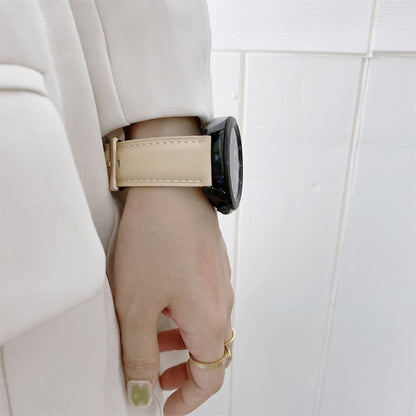 For Samsung Galaxy Watch3 41mm Leather Silver Buckle Watch Band(Black) - Watch Bands by buy2fix | Online Shopping UK | buy2fix