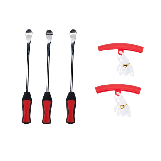 5 in 1 Car / Motorcycle Tire Repair Tool Spoon Tire Spoons Lever Tire Changing Tools with Red Tyre Protector by buy2fix
