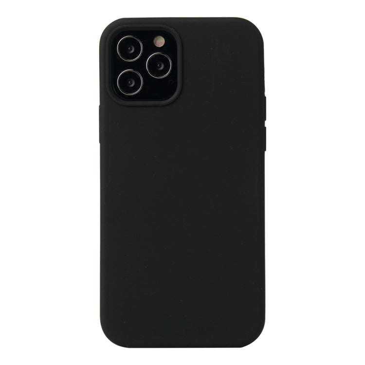 For iPhone 12 / 12 Pro Solid Color Liquid Silicone Shockproof Protective Case(Black) by buy2fix