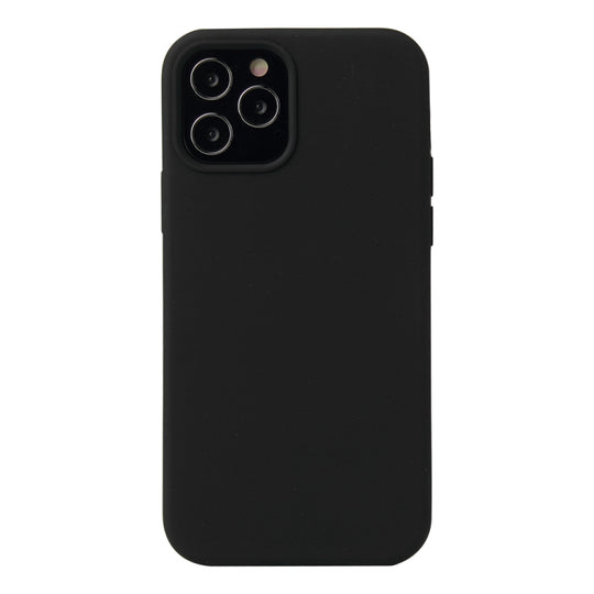 For iPhone 12 / 12 Pro Solid Color Liquid Silicone Shockproof Protective Case(Black)
