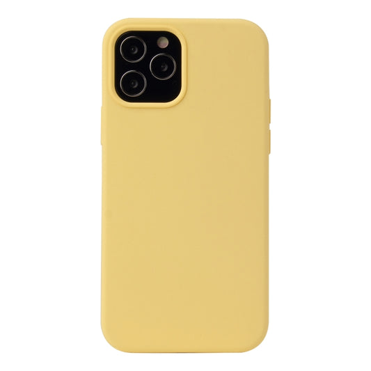 For iPhone 12 / 12 Pro Solid Color Liquid Silicone Shockproof Protective Case(Yellow) by buy2fix