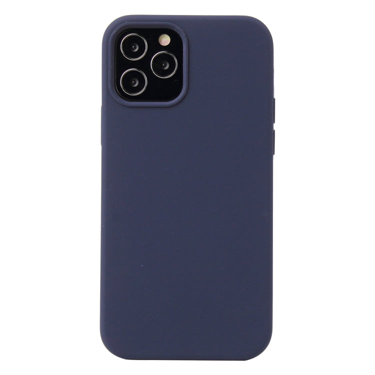 For iPhone 12 / 12 Pro Solid Color Liquid Silicone Shockproof Protective Case(Midnight Blue) by buy2fix