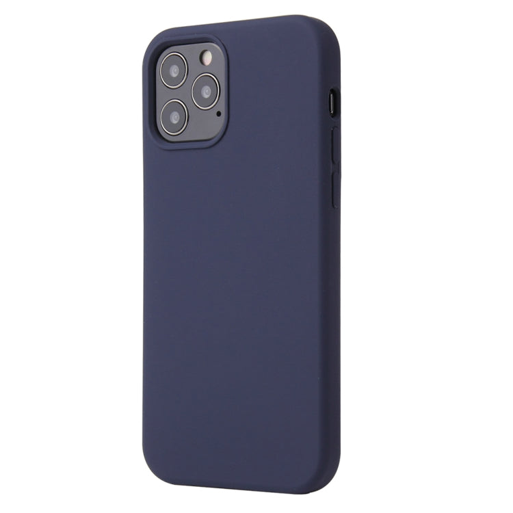 For iPhone 12 / 12 Pro Solid Color Liquid Silicone Shockproof Protective Case(Midnight Blue) by buy2fix