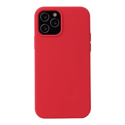 For iPhone 12 / 12 Pro Solid Color Liquid Silicone Shockproof Protective Case(Carmine) by buy2fix