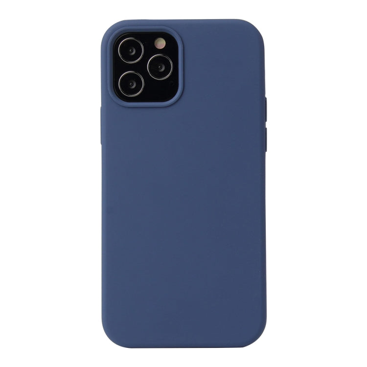 For iPhone 12 / 12 Pro Solid Color Liquid Silicone Shockproof Protective Case(Diamond Blue) by buy2fix