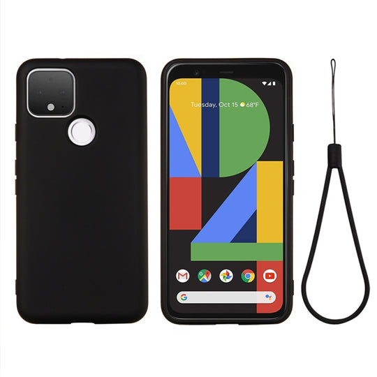 For Google Pixel 5 Pure Color Liquid Silicone Shockproof Full Coverage Case(Black)