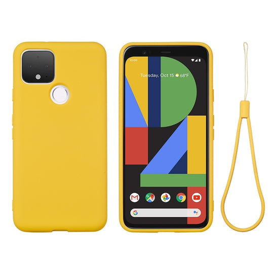 For Google Pixel 5 Pure Color Liquid Silicone Shockproof Full Coverage Case(Yellow) - Google Cases by buy2fix | Online Shopping UK | buy2fix