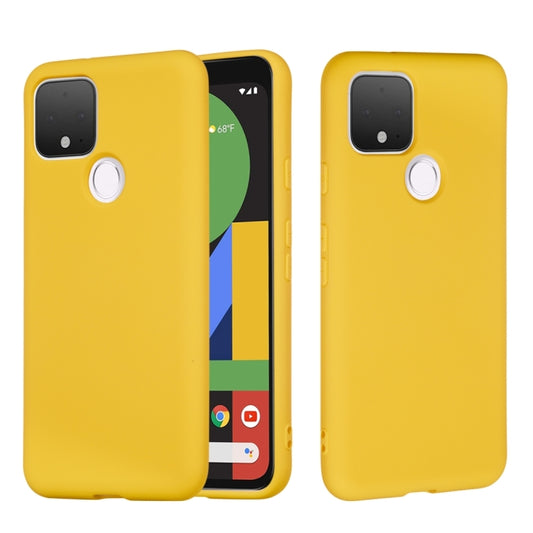 For Google Pixel 5 Pure Color Liquid Silicone Shockproof Full Coverage Case(Yellow) - Google Cases by buy2fix | Online Shopping UK | buy2fix