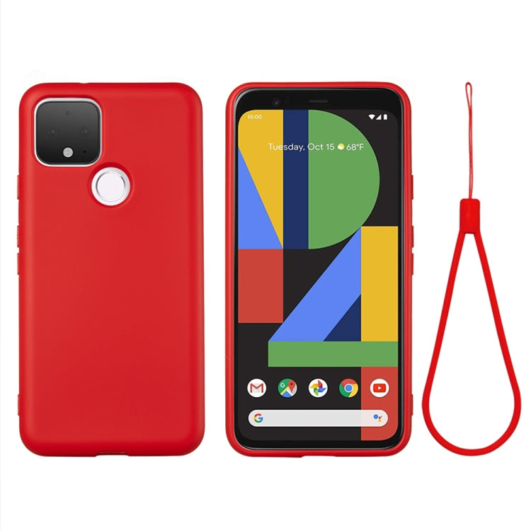 For Google Pixel 5 Pure Color Liquid Silicone Shockproof Full Coverage Case(Red) - Google Cases by buy2fix | Online Shopping UK | buy2fix