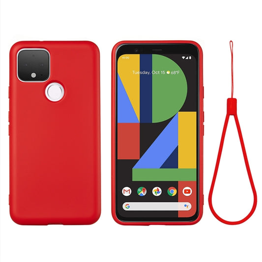 For Google Pixel 5 Pure Color Liquid Silicone Shockproof Full Coverage Case(Red) - Google Cases by buy2fix | Online Shopping UK | buy2fix