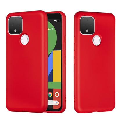 For Google Pixel 5 Pure Color Liquid Silicone Shockproof Full Coverage Case(Red) - Google Cases by buy2fix | Online Shopping UK | buy2fix