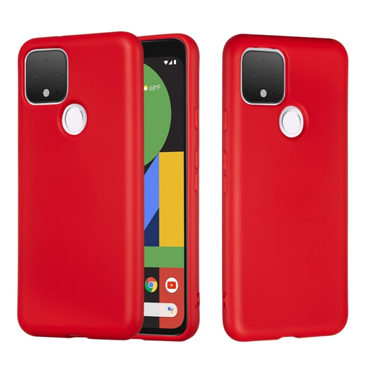 For Google Pixel 5 Pure Color Liquid Silicone Shockproof Full Coverage Case(Red) - Google Cases by buy2fix | Online Shopping UK | buy2fix