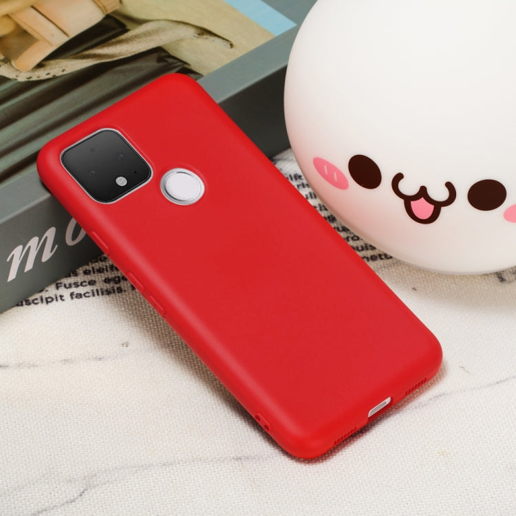For Google Pixel 5 Pure Color Liquid Silicone Shockproof Full Coverage Case(Red) - Google Cases by buy2fix | Online Shopping UK | buy2fix
