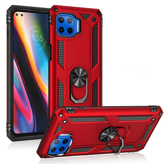 For Motorola Moto G 5G Plus Shockproof TPU + PC Protective Case with 360 Degree Rotating Holder(Red) by buy2fix