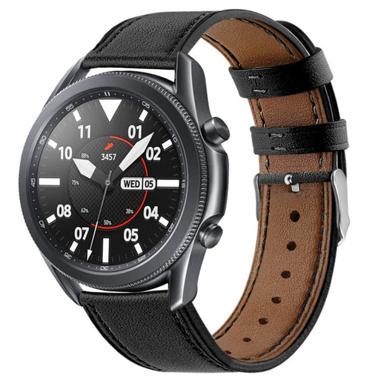 For Galaxy Watch 3 45mm Leather Watch Band(Black) - Watch Bands by buy2fix | Online Shopping UK | buy2fix