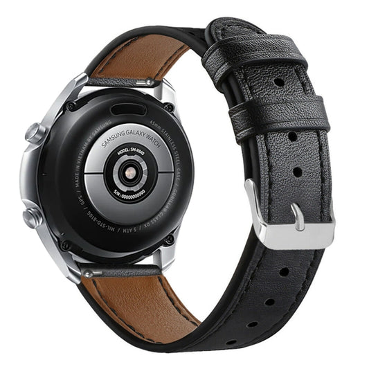 For Galaxy Watch 3 45mm Leather Watch Band(Black) - Watch Bands by buy2fix | Online Shopping UK | buy2fix
