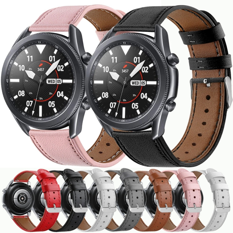 For Galaxy Watch 3 45mm Leather Watch Band(Black) - Watch Bands by buy2fix | Online Shopping UK | buy2fix