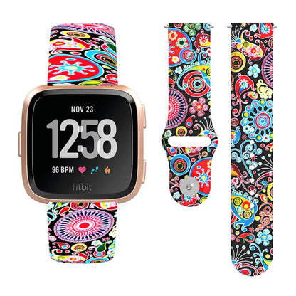 For Fitbit Versa 2 / Lite 22mm Reverse Buckle Printed Silicone Watch Band(Colorful Jellyfish) - Watch Bands by buy2fix | Online Shopping UK | buy2fix