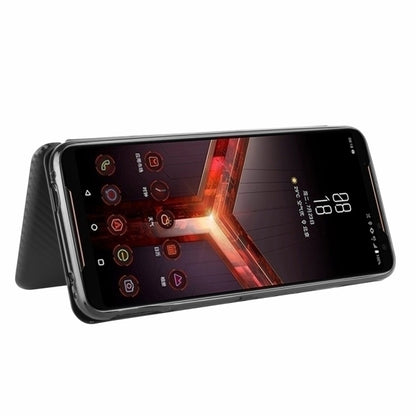 For Asus ROG Phone II Carbon Fiber Texture Horizontal Flip TPU + PC + PU Leather Case with Card Slot(Black) - ASUS Cases by buy2fix | Online Shopping UK | buy2fix