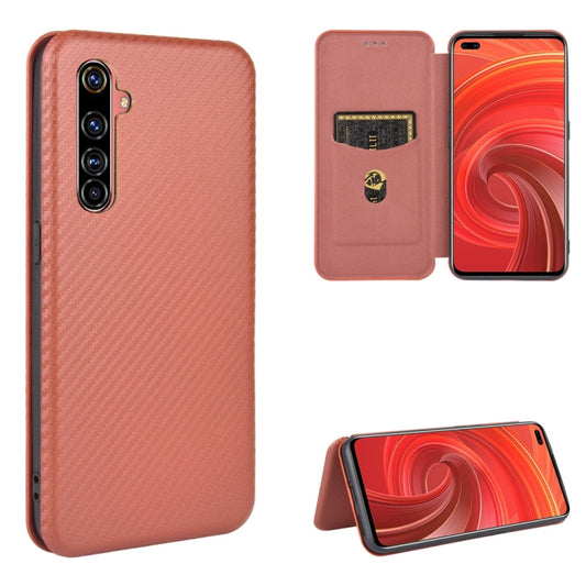 For OPPO Realme X50 Pro / X50 Pro 5G Carbon Fiber Texture Horizontal Flip TPU + PC + PU Leather Case with Card Slot(Brown) - Realme Cases by buy2fix | Online Shopping UK | buy2fix