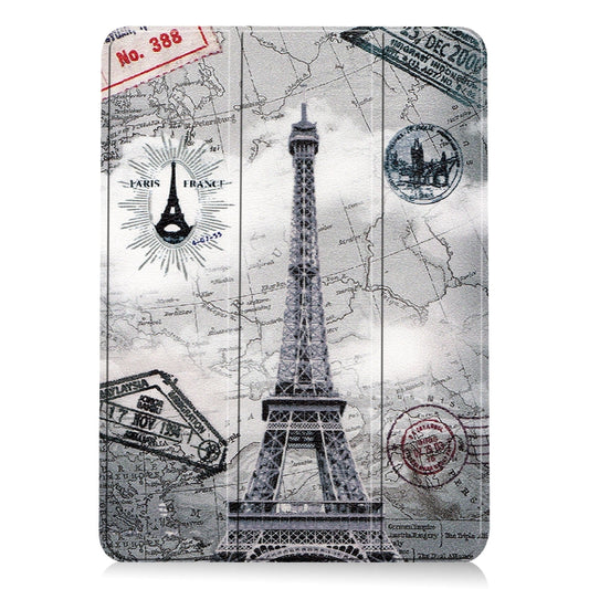 For iPad Air 11 2024 / 2022 / 2020 10.9 Colored Drawing Horizontal Flip Leather Case with Three-folding Holder & Sleep / Wake-up Function(Eiffel Tower) - iPad Air (2022) / (2020) 10.9 Cases by buy2fix | Online Shopping UK | buy2fix