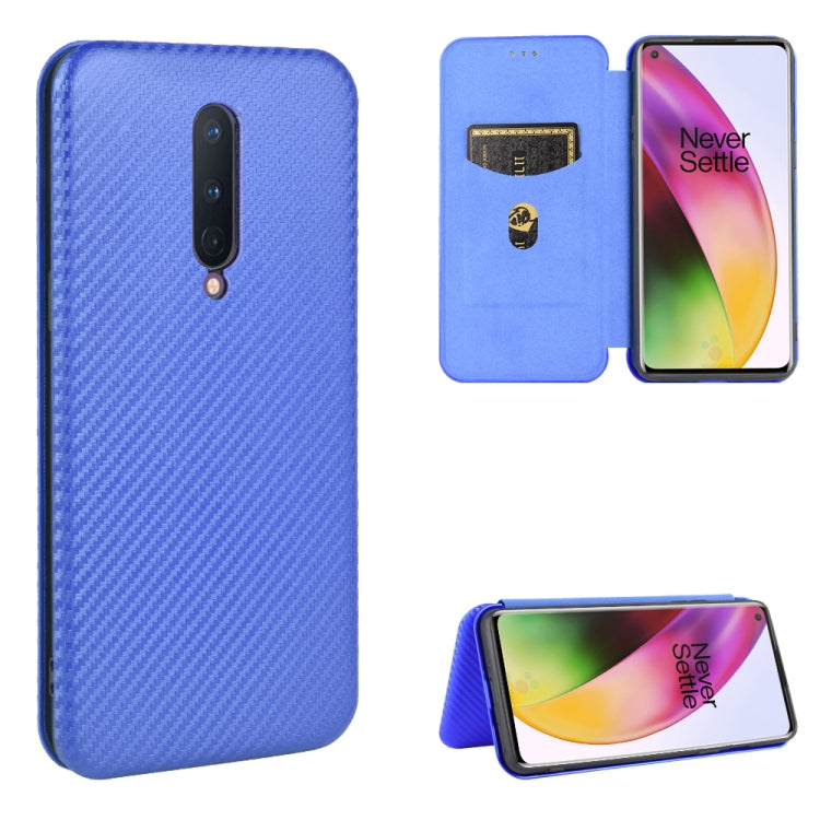 For OnePlus 8 Carbon Fiber Texture Horizontal Flip TPU + PC + PU Leather Case with Card Slot(Blue) - OnePlus Cases by buy2fix | Online Shopping UK | buy2fix