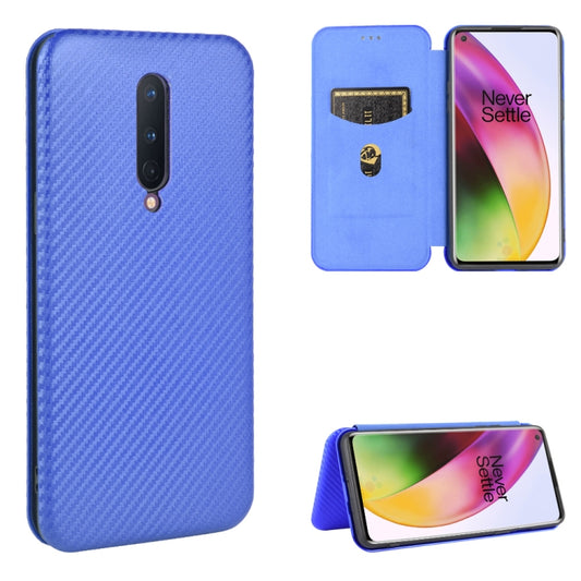 For OnePlus 8 Carbon Fiber Texture Horizontal Flip TPU + PC + PU Leather Case with Card Slot(Blue) - OnePlus Cases by buy2fix | Online Shopping UK | buy2fix