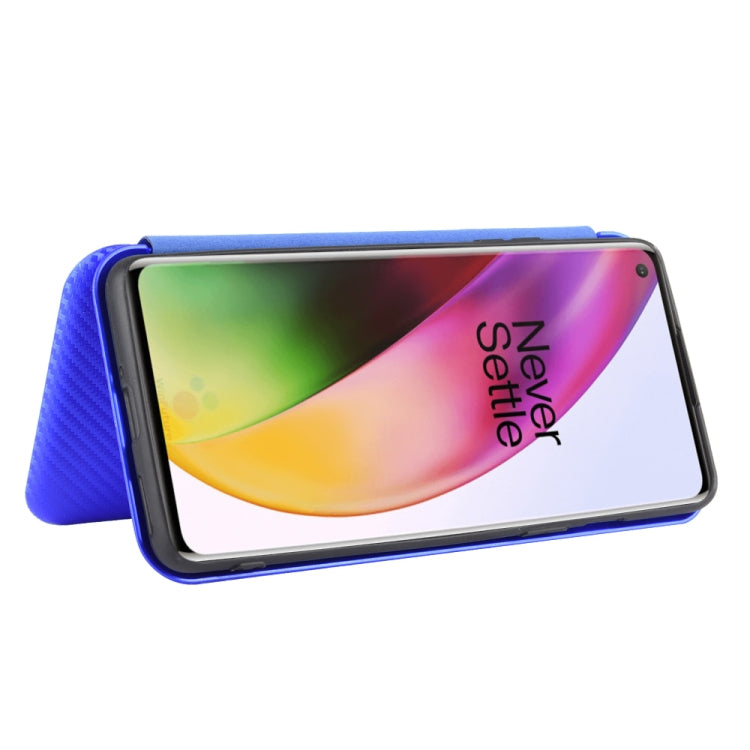 For OnePlus 8 Carbon Fiber Texture Horizontal Flip TPU + PC + PU Leather Case with Card Slot(Blue) - OnePlus Cases by buy2fix | Online Shopping UK | buy2fix