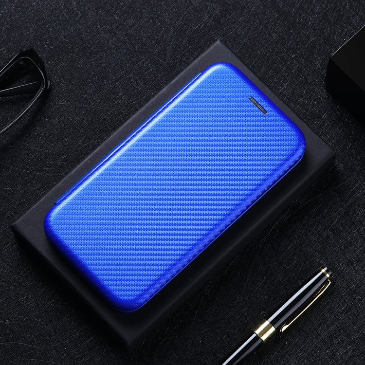 For OnePlus 8 Carbon Fiber Texture Horizontal Flip TPU + PC + PU Leather Case with Card Slot(Blue) - OnePlus Cases by buy2fix | Online Shopping UK | buy2fix