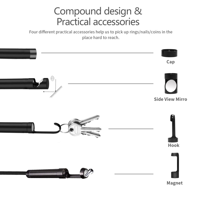 5.5mm 1080P IP68 Waterproof 4.3 inch Screen Single Camera Digital Endoscope, Line Length:2m -  by buy2fix | Online Shopping UK | buy2fix