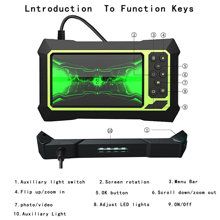 5.5mm 1080P IP68 Waterproof 4.3 inch Screen Single Camera Digital Endoscope, Line Length:2m -  by buy2fix | Online Shopping UK | buy2fix