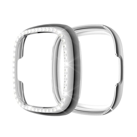 For Fitbit Versa 3 / Versa Sense Single Row Plating Diamonds PC Protective Case(Silver) - Watch Cases by buy2fix | Online Shopping UK | buy2fix
