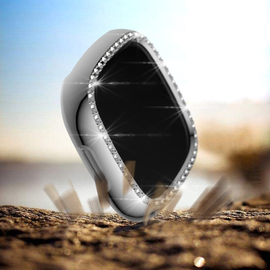 For Fitbit Versa 3 / Versa Sense Single Row Plating Diamonds PC Protective Case(Silver) - Watch Cases by buy2fix | Online Shopping UK | buy2fix