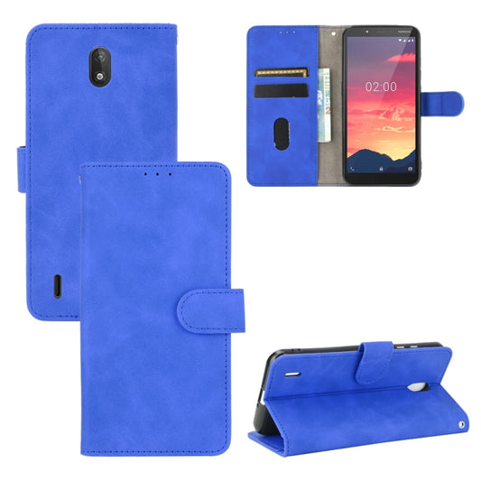 For Nokia C2 Solid Color Skin Feel Magnetic Buckle Horizontal Flip Calf Texture PU Leather Case with Holder & Card Slots & Wallet(Blue) - Nokia Cases by buy2fix | Online Shopping UK | buy2fix