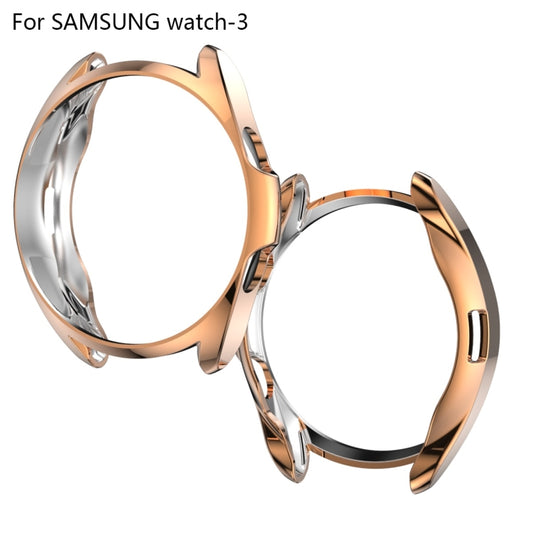 For Samsung Galaxy Watch 3 41mm Electroplating Hollow Half-pack TPU Protective Case(Rose Gold) - Watch Cases by ENKAY | Online Shopping UK | buy2fix