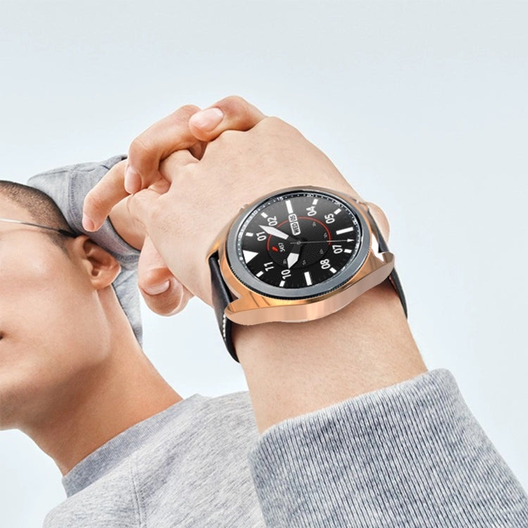 For Samsung Galaxy Watch 3 45mm Electroplating Hollow Half-pack TPU Protective Case(Rose Gold) - Watch Cases by ENKAY | Online Shopping UK | buy2fix