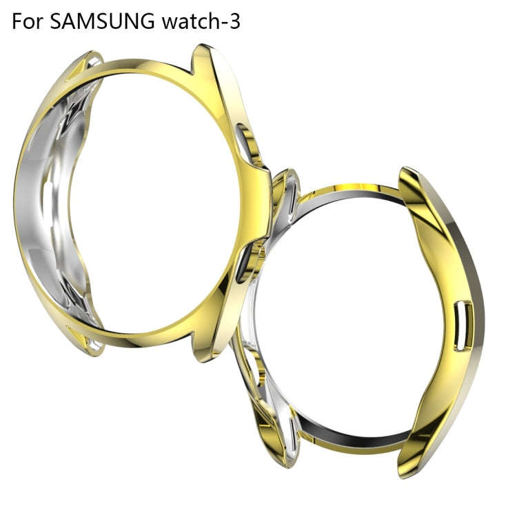 For Samsung Galaxy Watch 3 45mm Electroplating Hollow Half-pack TPU Protective Case(Golden) - Watch Cases by ENKAY | Online Shopping UK | buy2fix