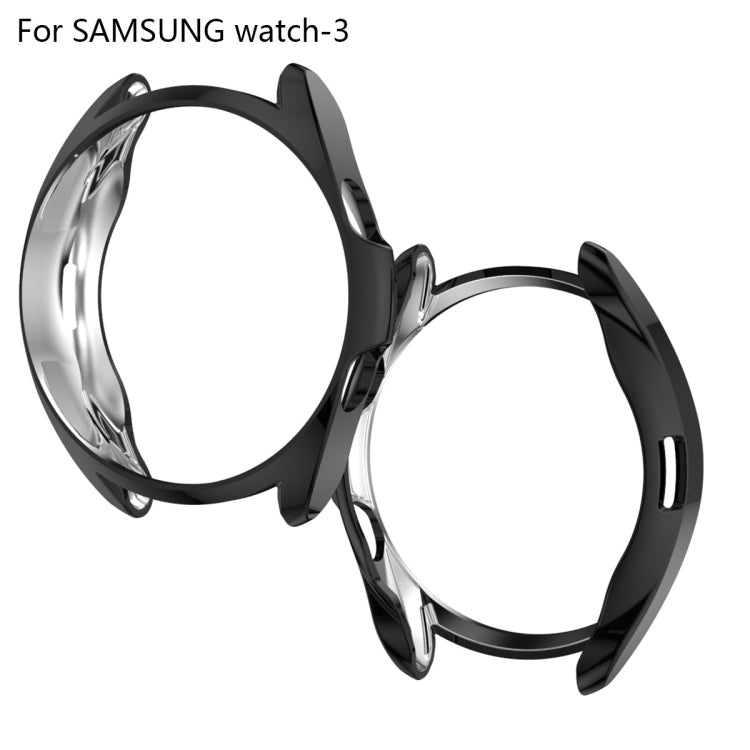 For Samsung Galaxy Watch 3 45mm Electroplating Hollow Half-pack TPU Protective Case(Black) - Watch Cases by ENKAY | Online Shopping UK | buy2fix