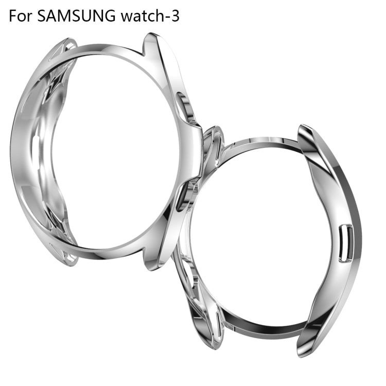For Samsung Galaxy Watch 3 45mm Electroplating Hollow Half-pack TPU Protective Case(Silver) - Watch Cases by ENKAY | Online Shopping UK | buy2fix