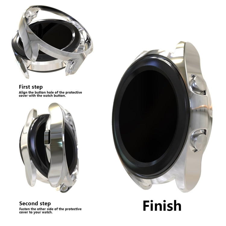 For Samsung Galaxy Watch 3 45mm Electroplating Hollow Half-pack TPU Protective Case(Silver) - Watch Cases by ENKAY | Online Shopping UK | buy2fix