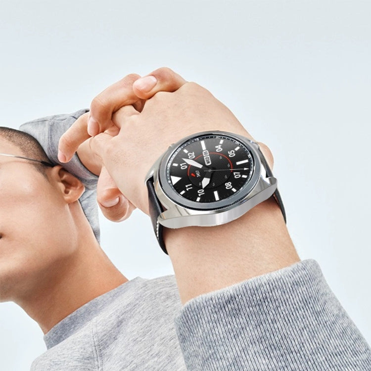 For Samsung Galaxy Watch 3 45mm Electroplating Hollow Half-pack TPU Protective Case(Silver) - Watch Cases by ENKAY | Online Shopping UK | buy2fix