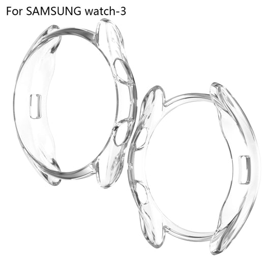 For Samsung Galaxy Watch 3 45mm Electroplating Hollow Half-pack TPU Protective Case(Transparent) - Watch Cases by ENKAY | Online Shopping UK | buy2fix